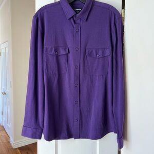 Express Men’s Purple Button-Up Jersey Shirt Size-M